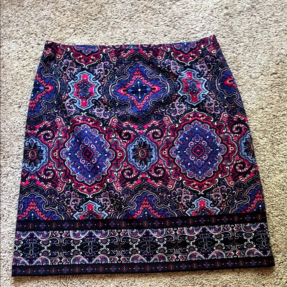 Talbots Purple and Blue Embellished A line Skirt